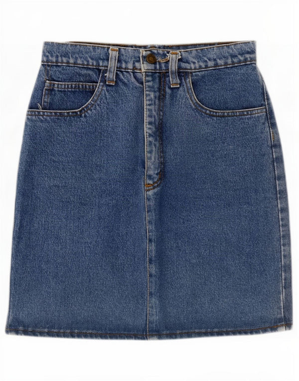 Vintage Womens High Waist Denim Skirt W26 Small Blue Cotton