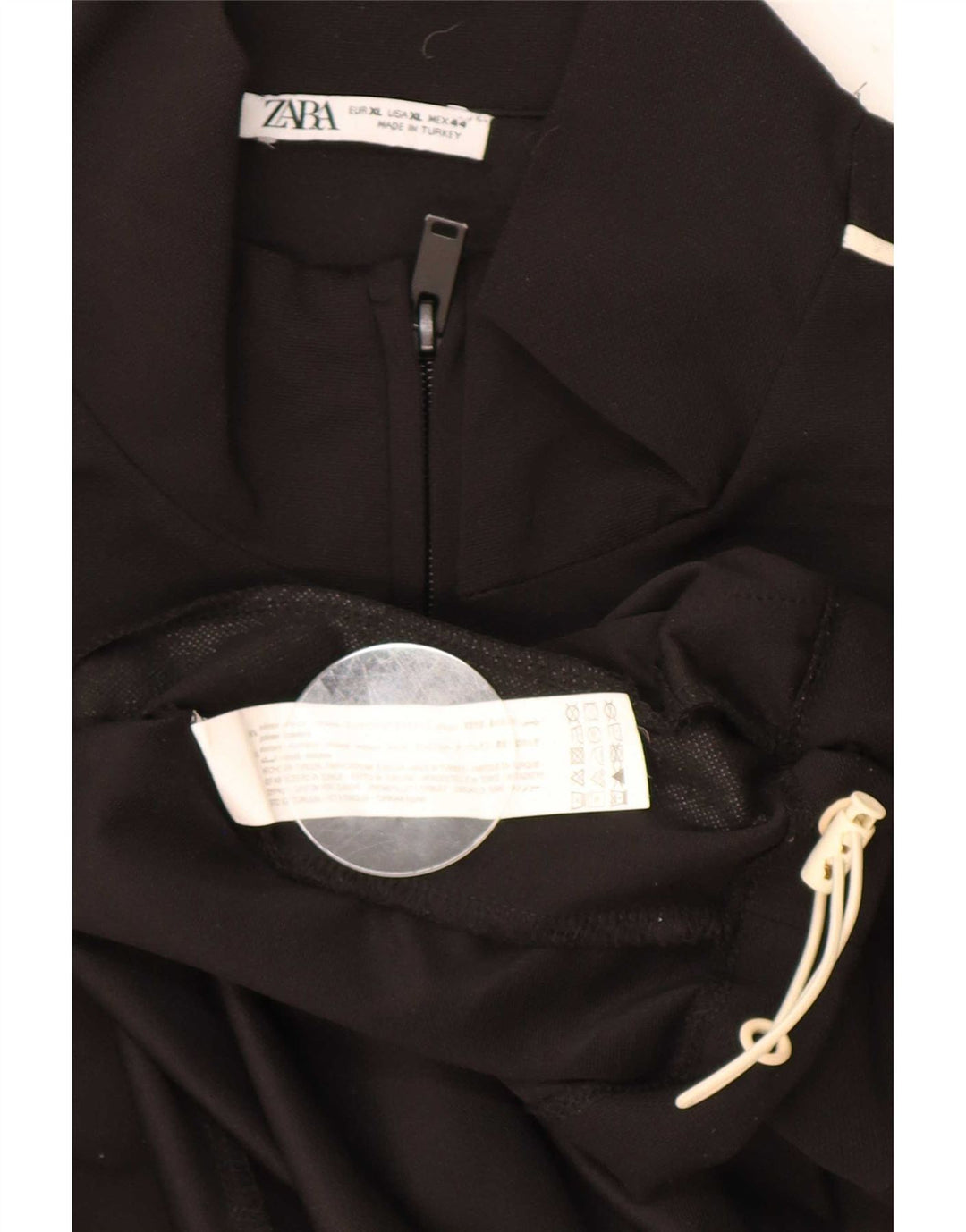 Zara Mens Tracksuit Top Jacket XL Black Polyester