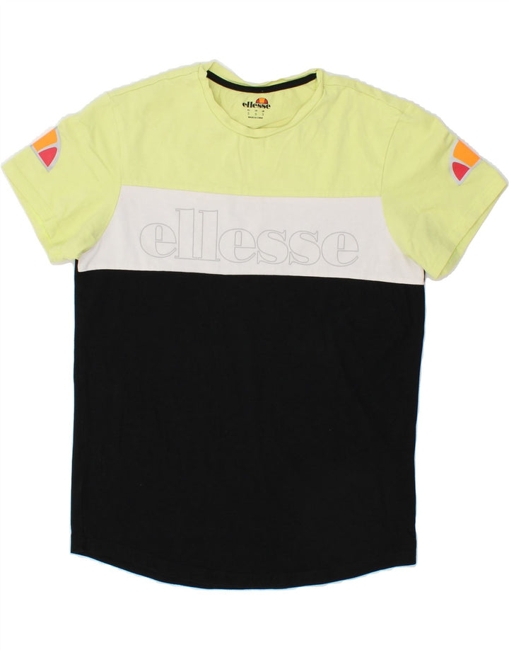 ELLESSE Mens Graphic T-Shirt Top Small Black Colourblock Cotton Vintage Ellesse and Second-Hand Ellesse from Messina Hembry 
