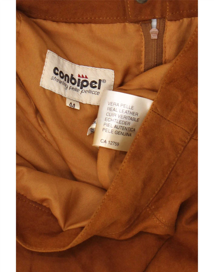 Conbipel Womens Suede Mini Skirt IT 44 Medium W28 Brown Leather