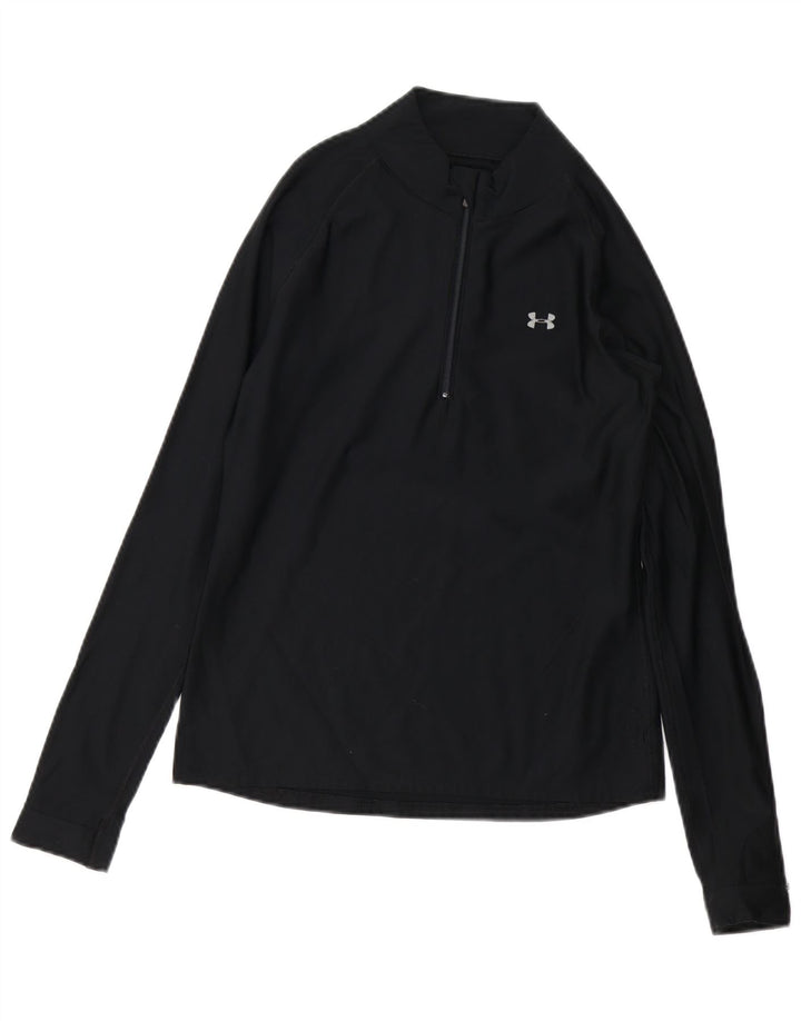UNDER ARMOUR Womens Zip Neck Pullover Tracksuit Top UK 10 Small Black