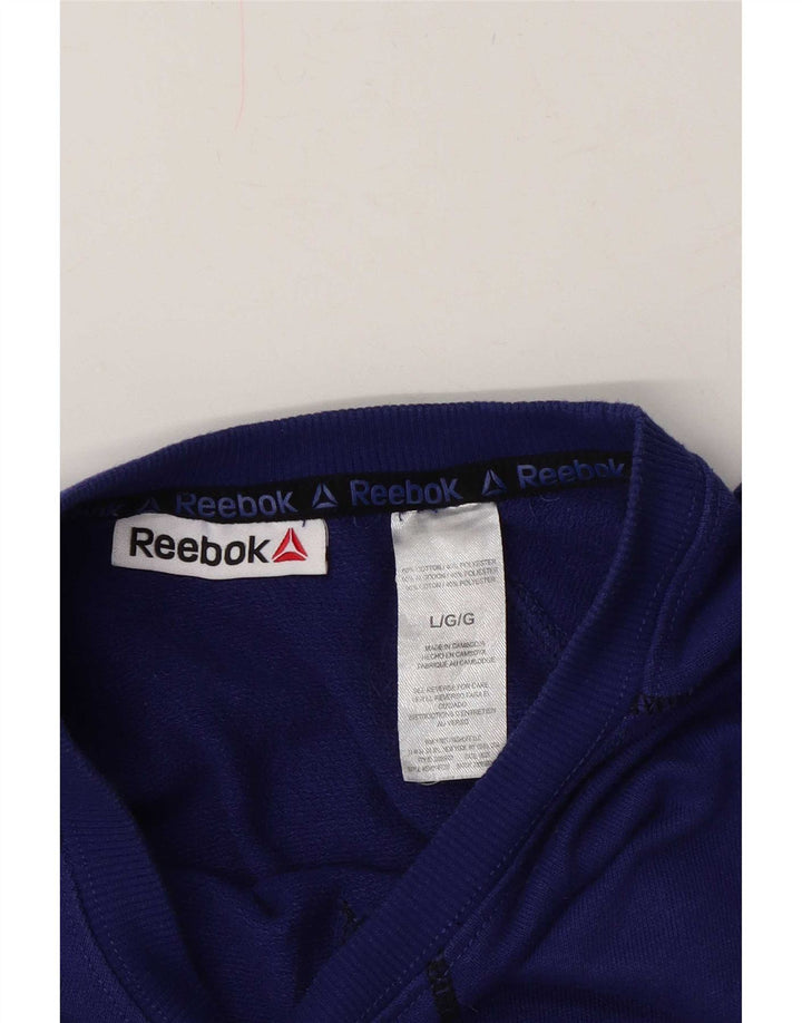 Reebok Mens Graphic Sweatshirt Jumper Large Blue Cotton