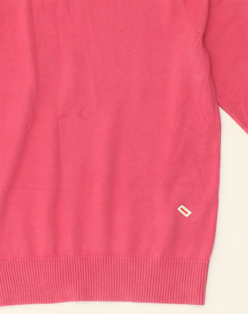 TOMMY HILFIGER Womens V-Neck Jumper Sweater UK 14 Medium Pink Cotton | Vintage Tommy Hilfiger | Thrift | Second-Hand Tommy Hilfiger | Used Clothing | Messina Hembry 