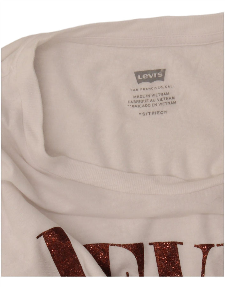 LEVI'S Womens Graphic T-Shirt Top UK 10 Small White