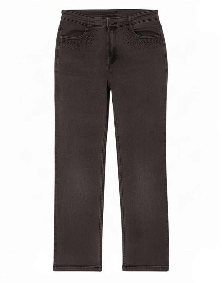 Marks & Spencer Womens Straight Jeans UK 12 Medium W30 L29 Grey Cotton