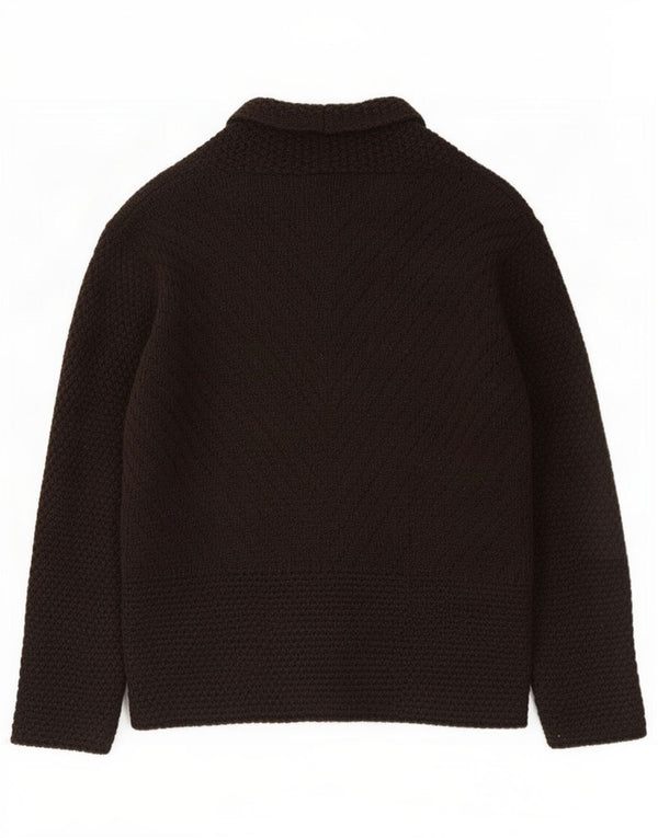 Marks & Spencer Womens Cardigan Sweater UK 12 Medium Brown Wool