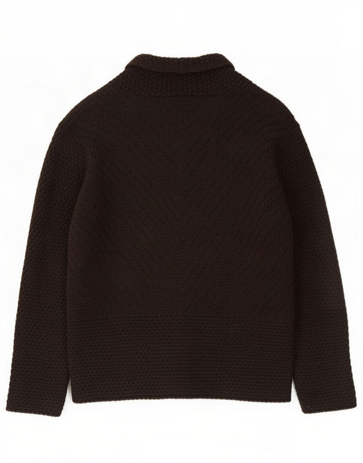 Marks & Spencer Womens Cardigan Sweater UK 12 Medium Brown Wool