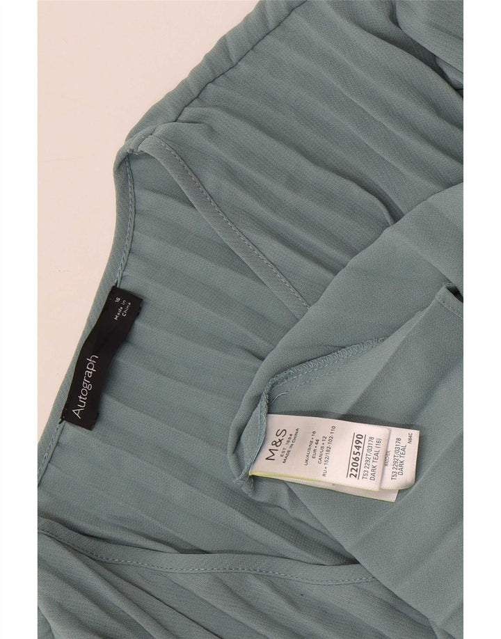 Marks & Spencer Womens Autograph Long Sleeve Blouse Top UK 16 Large Blue