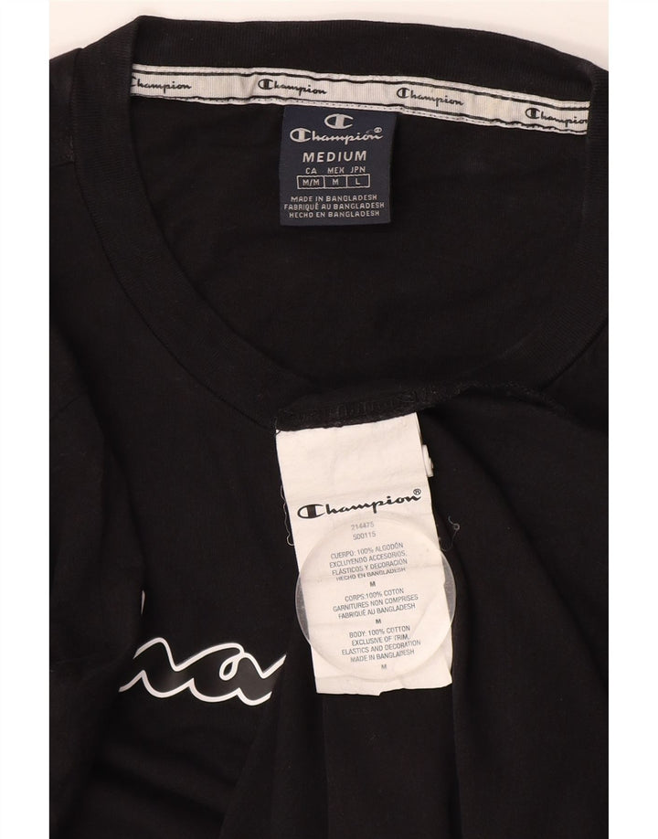 Champion Mens Graphic T-Shirt Top Medium Black Cotton