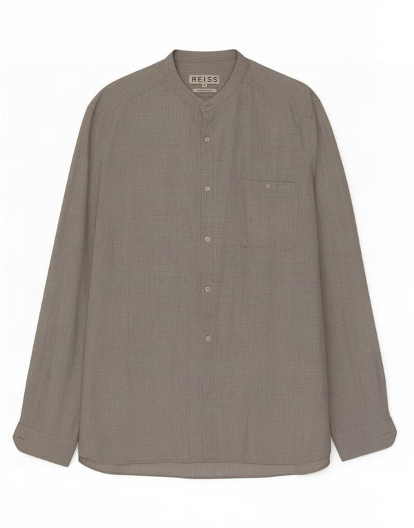 Reiss Mens Slim Fit Shirt XL Grey Cotton