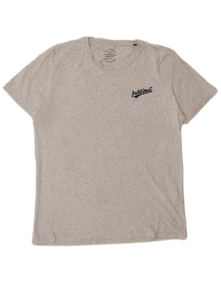 Jack & Jones Mens T-Shirt Top Large Grey Flecked Cotton