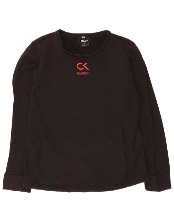 Calvin Klein Womens Top Long Sleeve UK 14 Large Black Cotton