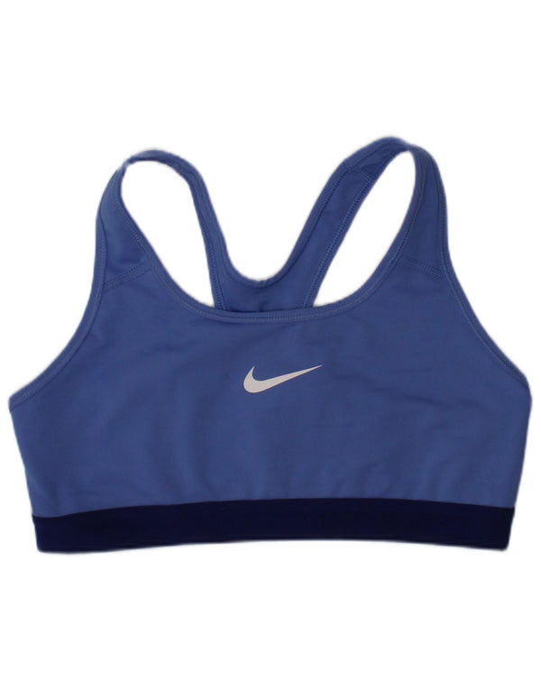 Nike Womens Dri Fit Graphic Sport Bra Top Medium Blue Polyester Sports