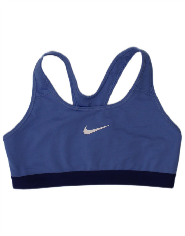 Nike Womens Dri Fit Graphic Sport Bra Top Medium Blue Polyester Sports