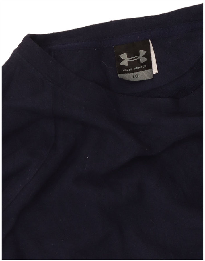 Under Armour Mens Fleece Jumper Large Navy Blue Colourblock Polyester