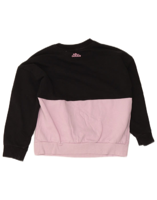 Adidas Girls Oversized Sweatshirt Jumper 6-7 Years Black Colourblock Cotton