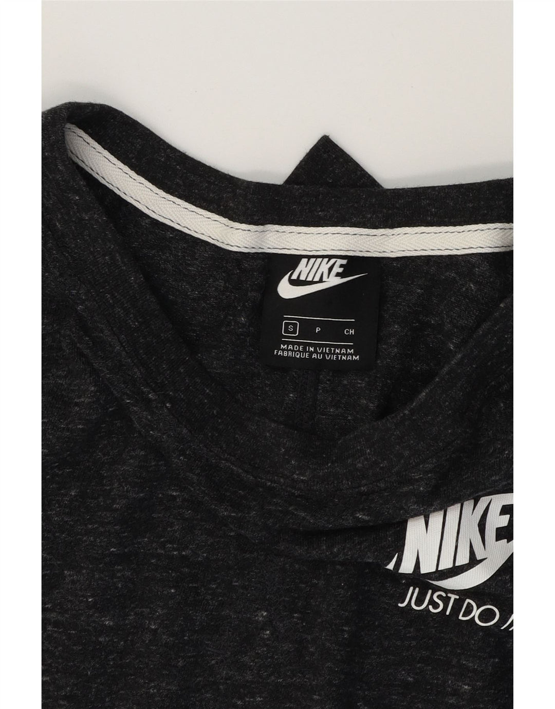 NIKE Womens Sweatshirt Jumper UK 10 Small Grey Flecked Polyester Vintage Nike and Second-Hand Nike from Messina Hembry 