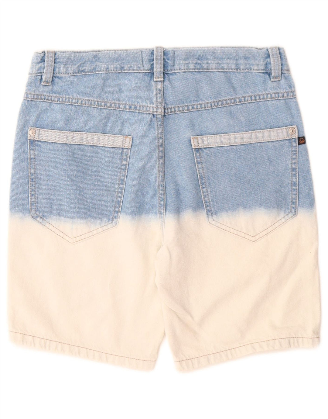 BENETTON Boys Denim Shorts 10-11 Years W26 XL Blue Colourblock Cotton