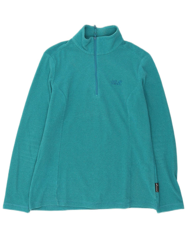 Jack Wolfskin Womens Zip Neck Fleece Jumper UK 14 Medium Turquoise