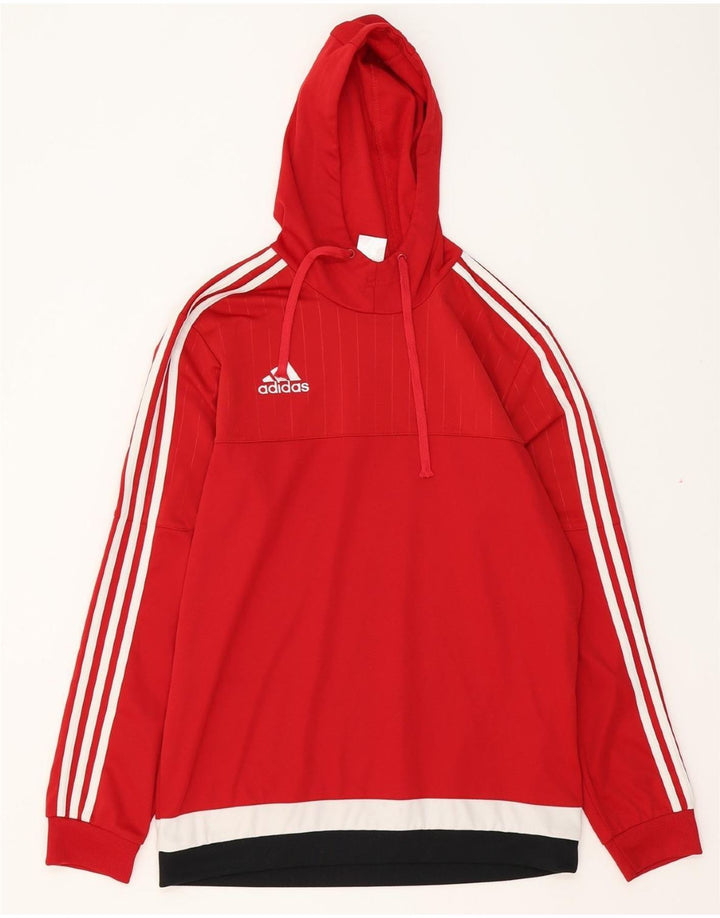 ADIDAS Mens Hoodie Jumper Medium Red Polyester
