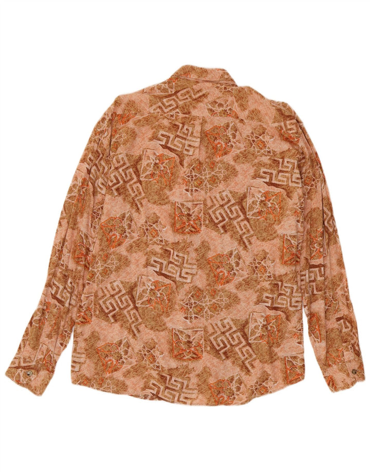 Vintage Mens Shirt XL Brown Geometric