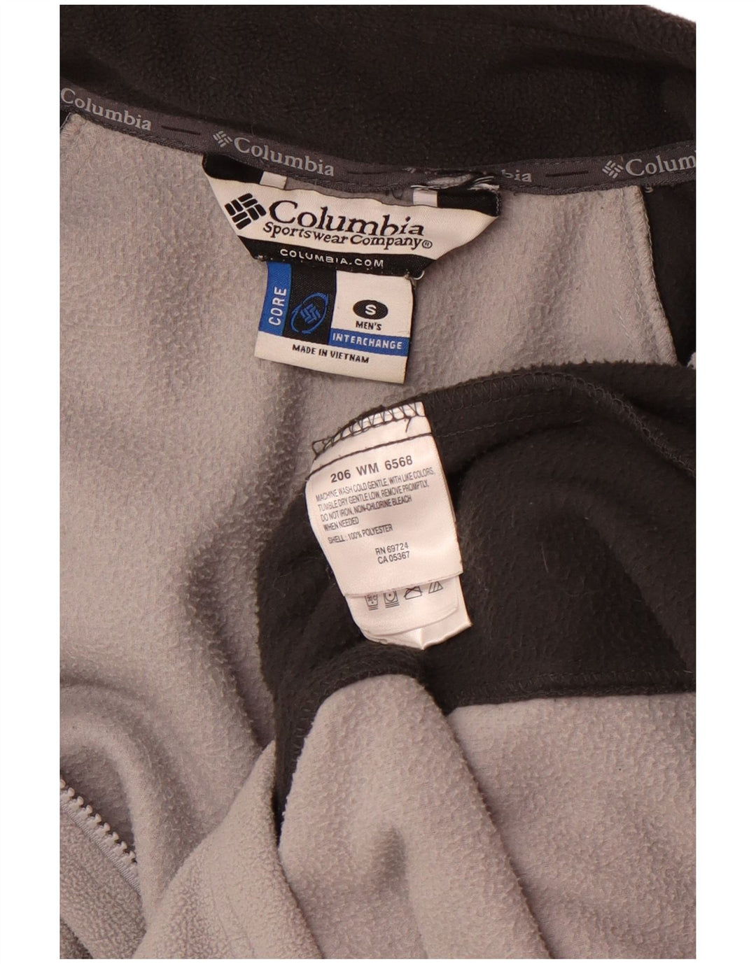 Columbia Mens Interchange Fleece Jacket UK 36 Small Grey Polyester