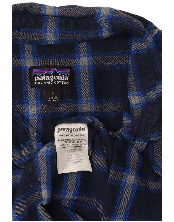 Patagonia Mens Flannel Shirt Large Blue Check Cotton