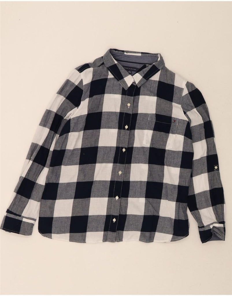 TOMMY HILFIGER Womens Flannel Shirt UK 18 XL Navy Blue Gingham Cotton Vintage Tommy Hilfiger and Second-Hand Tommy Hilfiger from Messina Hembry 