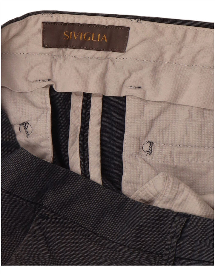 SIVIGLIA Mens Straight Chino Trousers W35 L32 Navy Blue Cotton