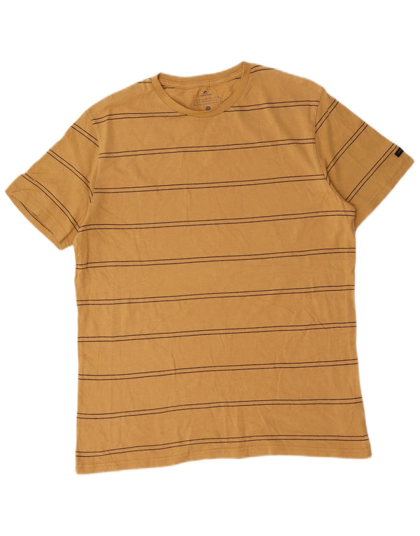 Rip Curl Mens Standard Fit T-Shirt Top Medium Yellow Striped Cotton