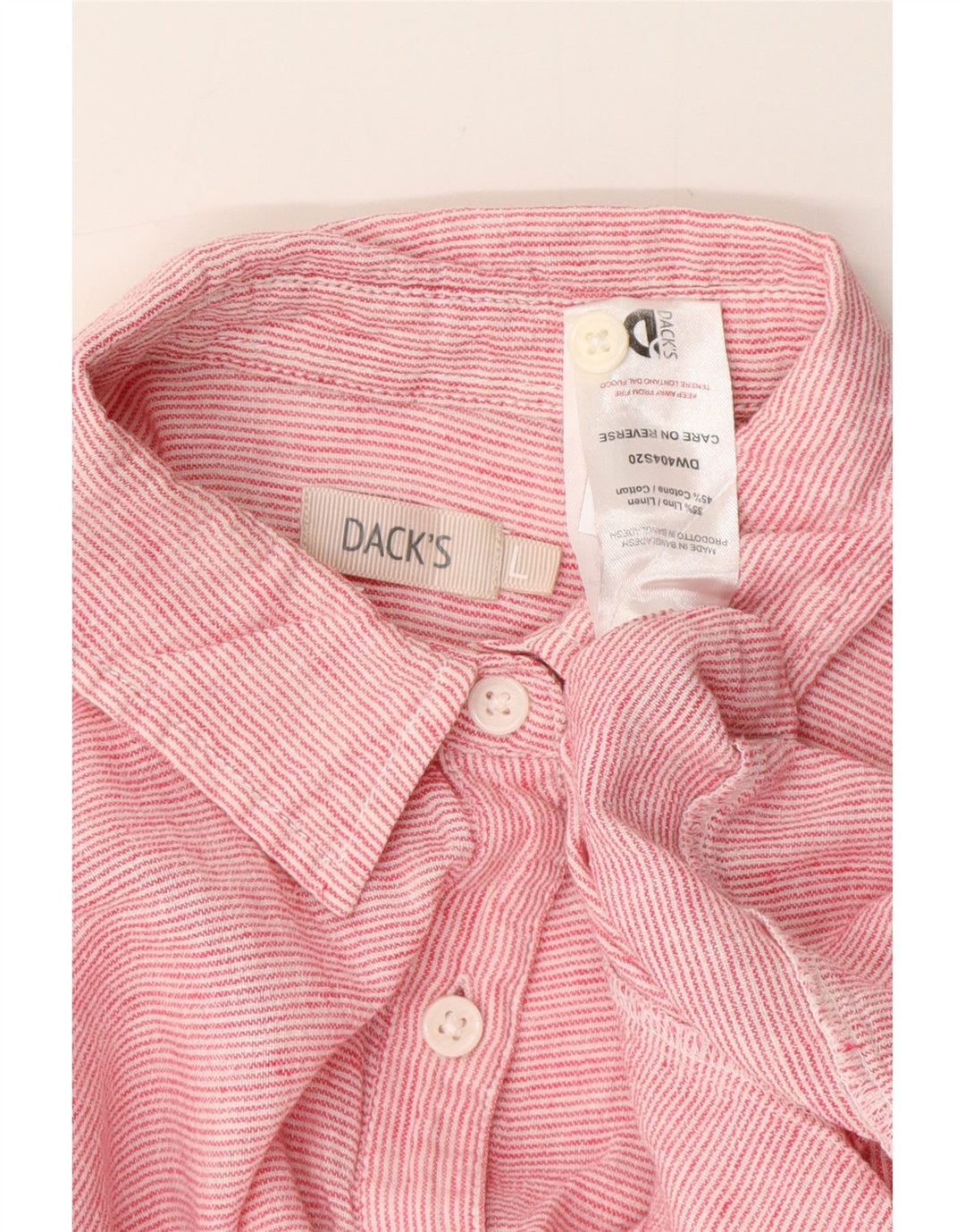 DACK'S Womens Pullover Shirt Blouse UK 16 Large Pink Pinstripe Linen