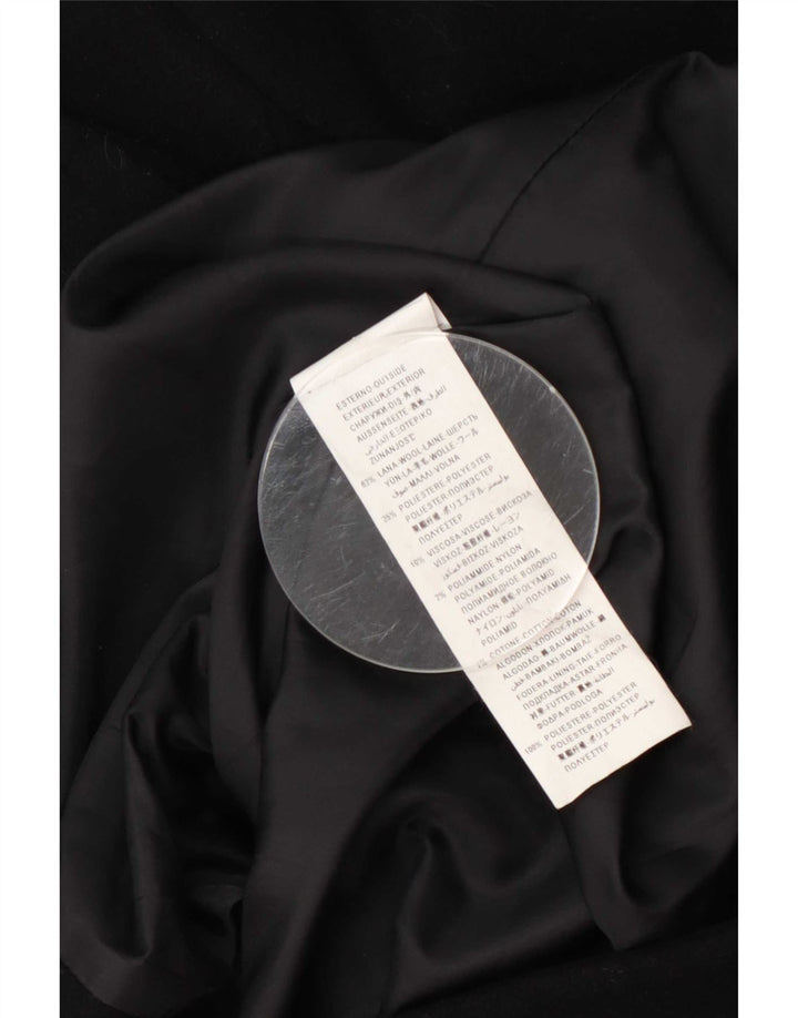 Benetton Womens Overcoat UK 8 Small Black Wool