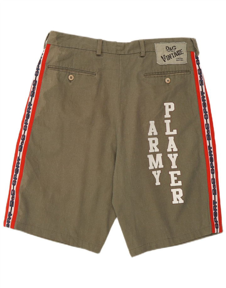 Dolce & Gabbana Mens Graphic Chino Shorts W32 Medium Khaki Cotton