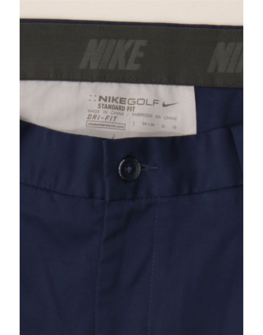 NIKE Mens Dri Fit Standard Fit Casual Trousers W34 L34 Navy Blue Polyester