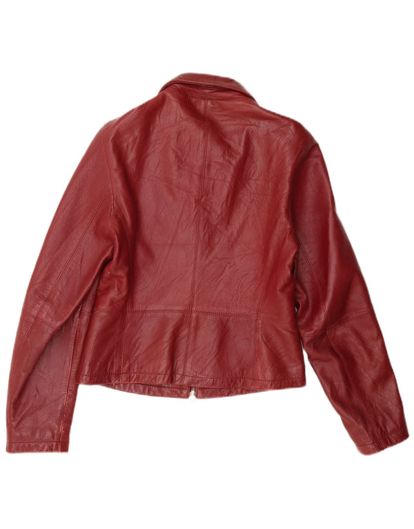 Mays Womens Leather Jacket IT 42 Medium Red