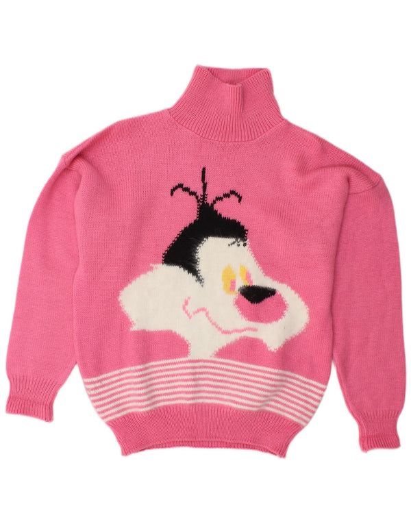 CAPUA Womens Graphic Roll Neck Jumper Sweater UK 16 Large Pink Striped