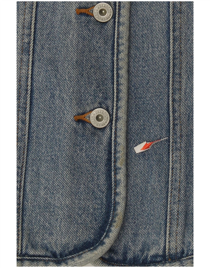 Vintage Womens Denim Waistcoat UK 12 Medium Blue Cotton