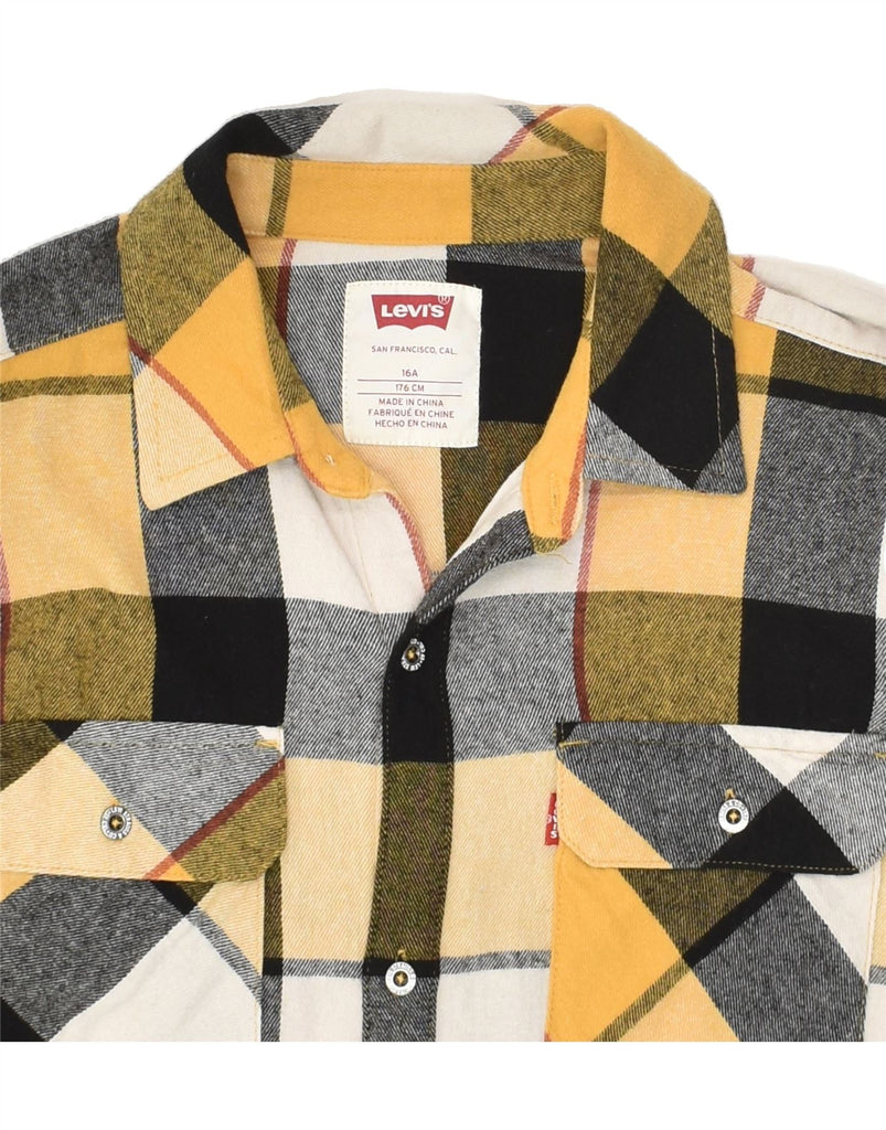 LEVI'S Boys Flannel Shirt 15-16 Years Yellow Plaid Cotton | Vintage Levi's | Thrift | Second-Hand Levi's | Used Clothing | Messina Hembry 