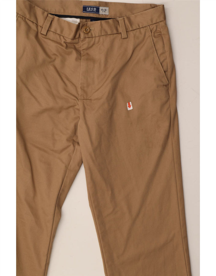 IZOD Mens Slim Chino Trousers W30 L30 Brown Cotton Vintage Izod and Second-Hand Izod from Messina Hembry 