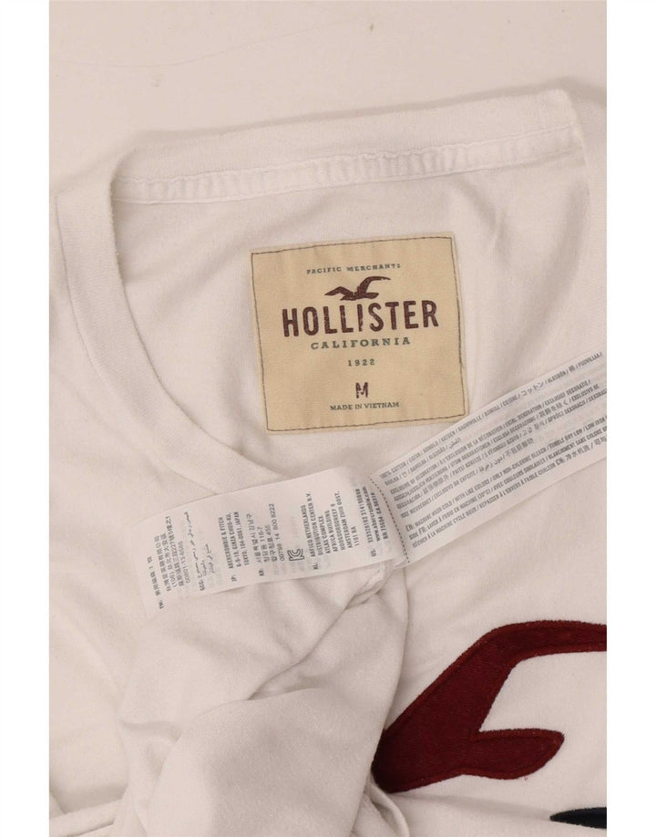 Hollister Mens Graphic Top Long Sleeve Medium White Cotton