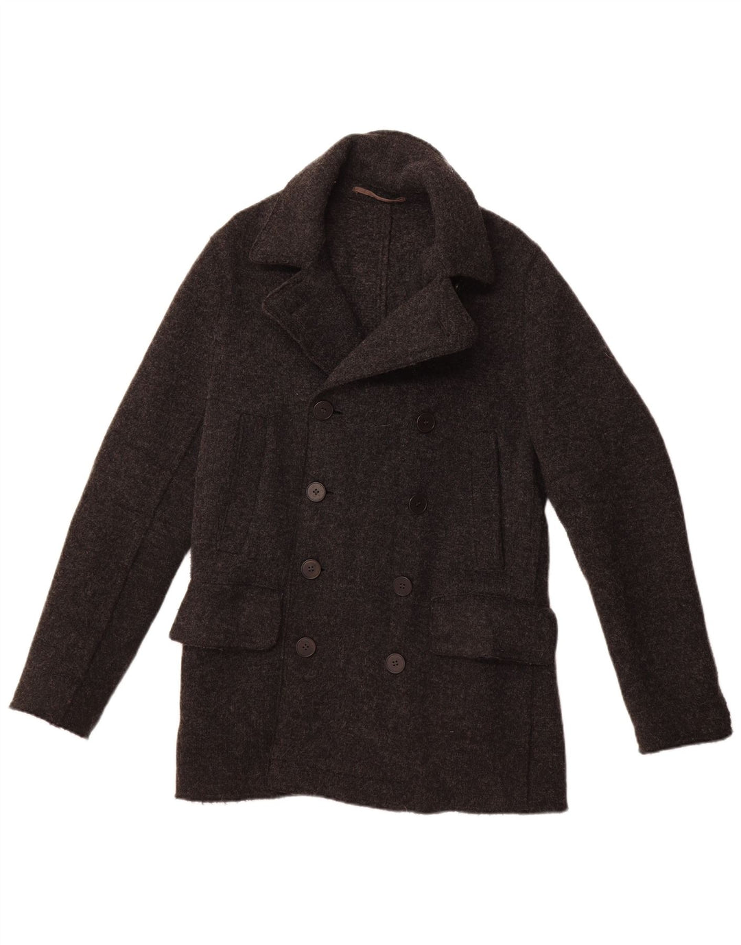 PRENTISS Mens Knit Pea Coat IT 50 Large Grey Wool