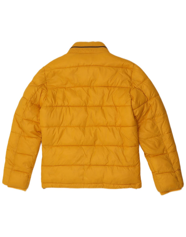 Guess Mens Hooded Padded Jacket UK 36 Small Yellow Nylon