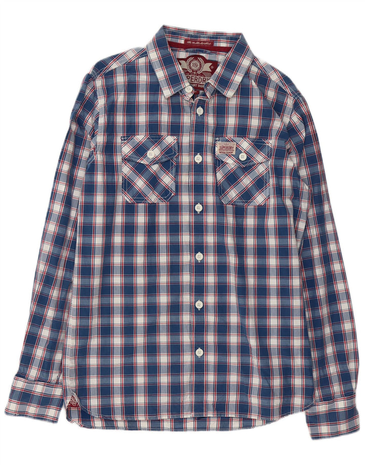 Superdry Mens Shirt Large Blue Check Cotton
