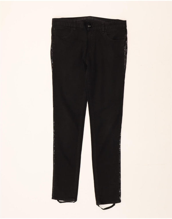 Marks & Spencer Womens Skinny Casual Trousers UK 12 Medium W32 L30 Black Mo
