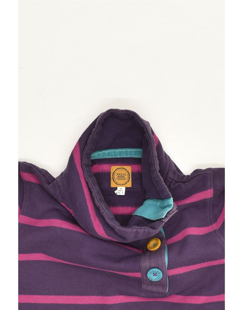 JOULES Womens Button Neck Sweatshirt Jumper UK 10 Small Purple Striped | Vintage Joules | Thrift | Second-Hand Joules | Used Clothing | Messina Hembry 