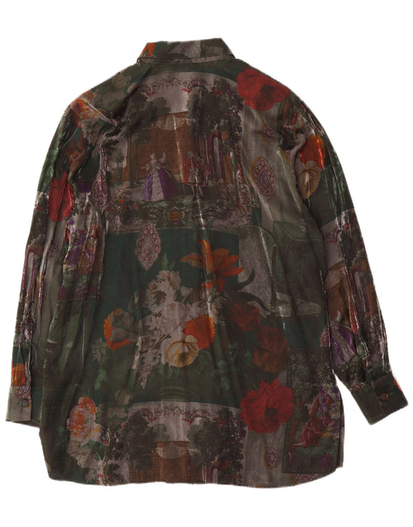 Schmeinck  Womens Oversized Longline Shirt Blouse UK 18 XL Green Floral