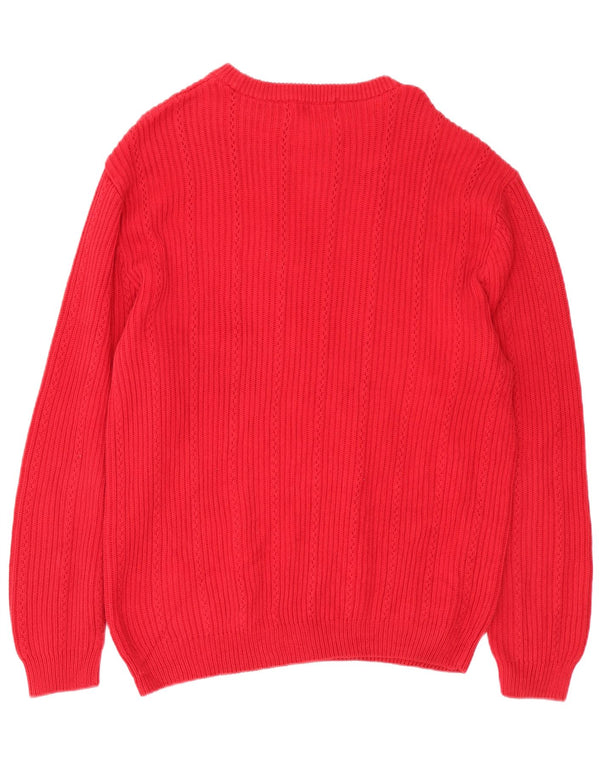 Chaps Mens Crew Neck Jumper Sweater Large Red Cotton
