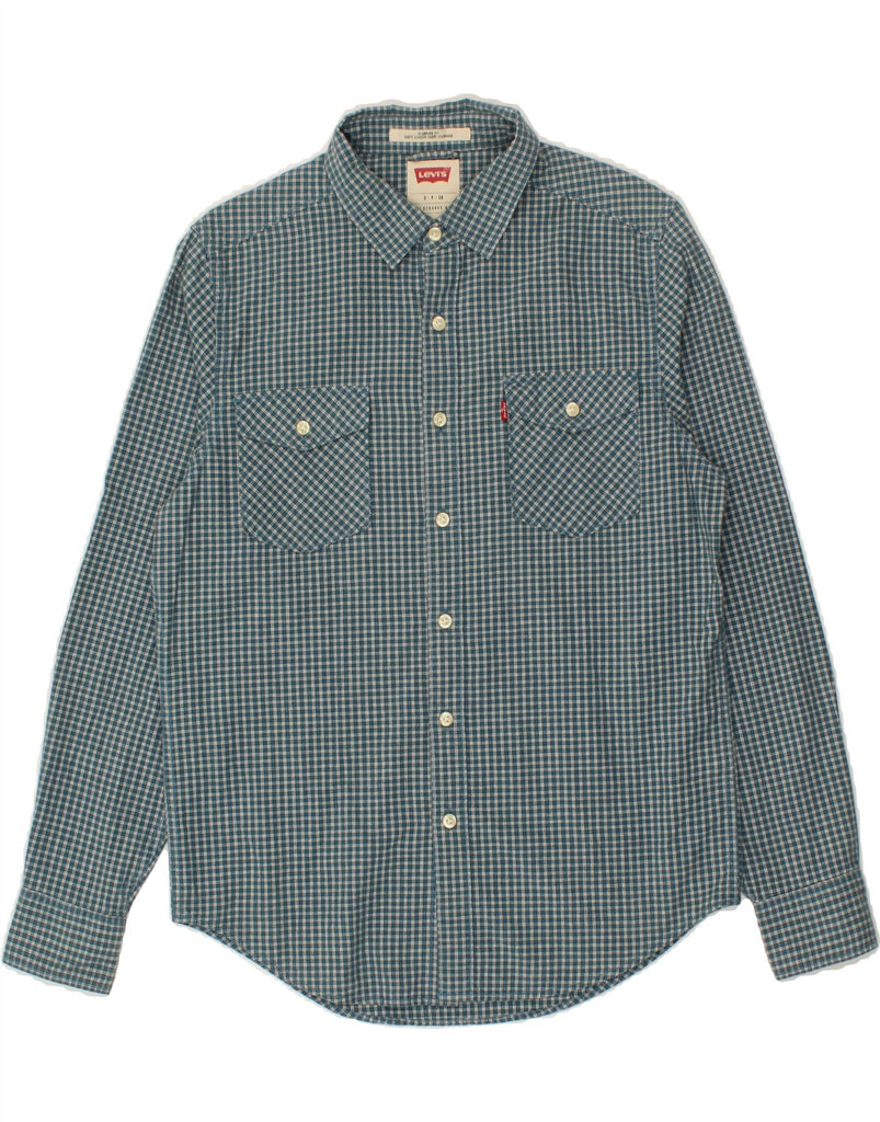 LEVI'S Mens Standard Fit Shirt Small Blue Check Cotton Vintage Levi's and Second-Hand Levi's from Messina Hembry 