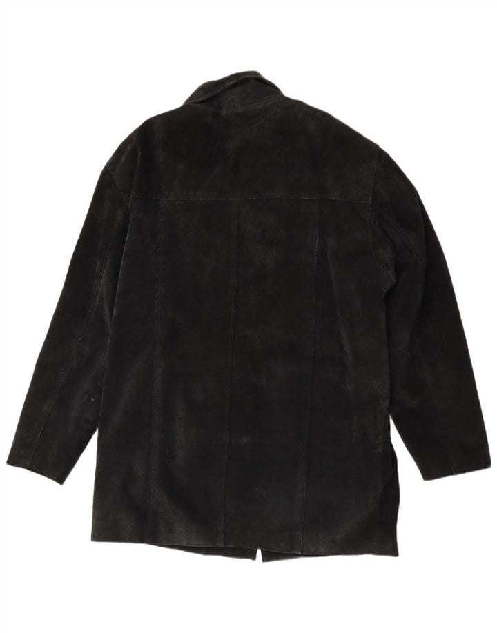 Ben Sherman Mens Suede Windbreaker Coat UK 38 Medium Black Leather