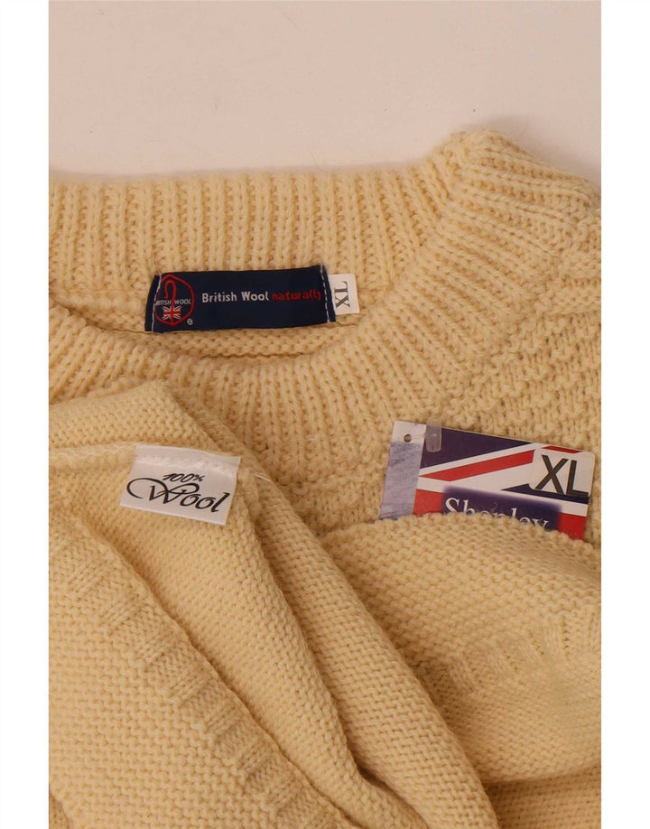 Vintage Mens Boat Neck Jumper Sweater XL Off White Wool